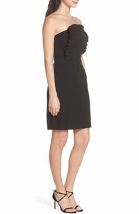 Clover And Sloane - Strapless Ruffle Apron Cocktail Dress - black - clothing - dresses