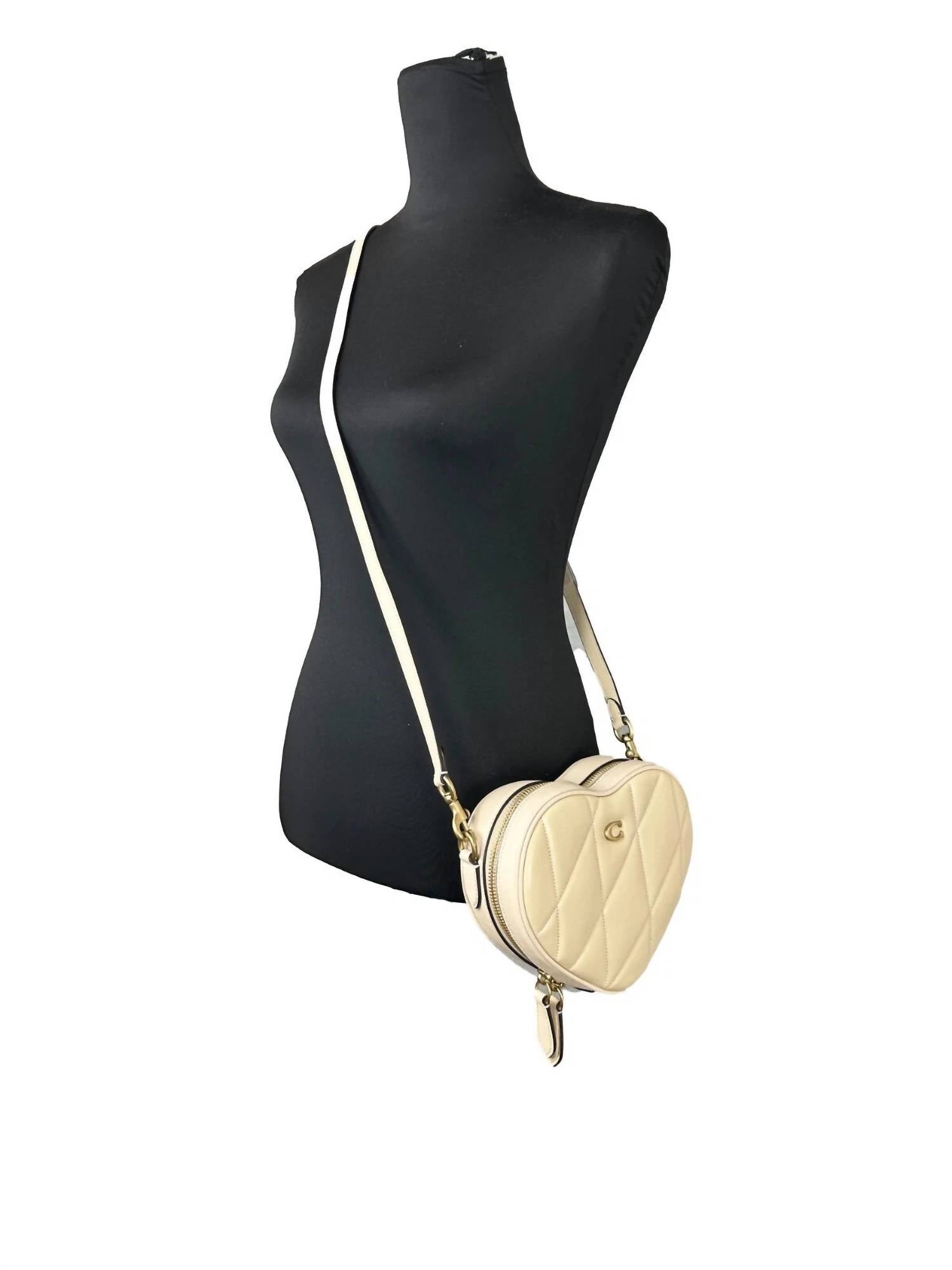 Coach - Women's Heart Small Quilted Leather Crossbody Bag Purse - bags - beige - crossbody - bags