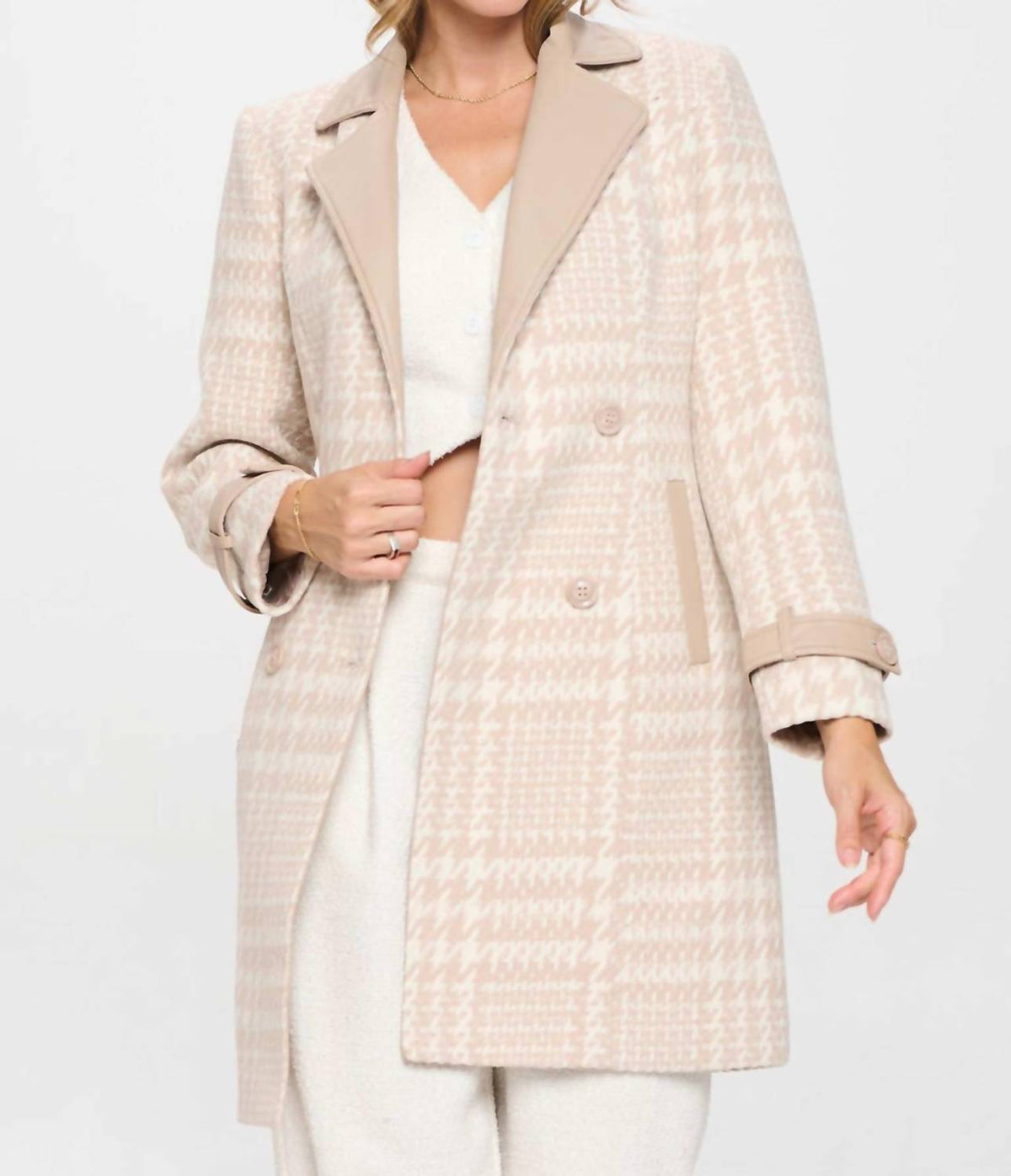 Coalition La - Houndstooth Vegan Wool Coat