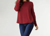 Coco + Carmen - Alexis Super Soft Top With Snap Cuff - clothing - crew - red