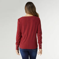 Coco + Carmen - Alexis Super Soft Top With Snap Cuff - clothing - crew - red