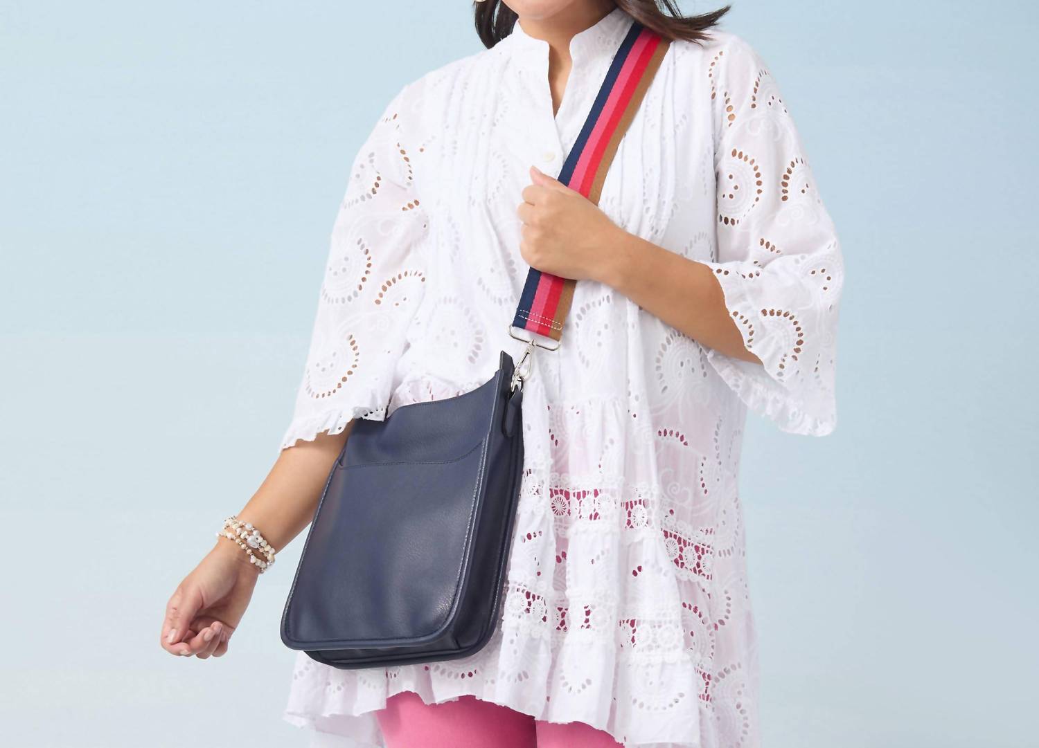 Coco + Carmen - Alma Zip Top Messenger with Detachable Crossbody Strap Navy - bags - blue - crossbody - bags