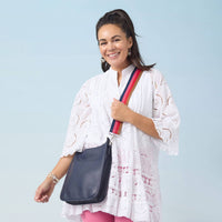 Coco + Carmen - Alma Zip Top Messenger with Detachable Crossbody Strap Navy - bags - blue - crossbody - bags