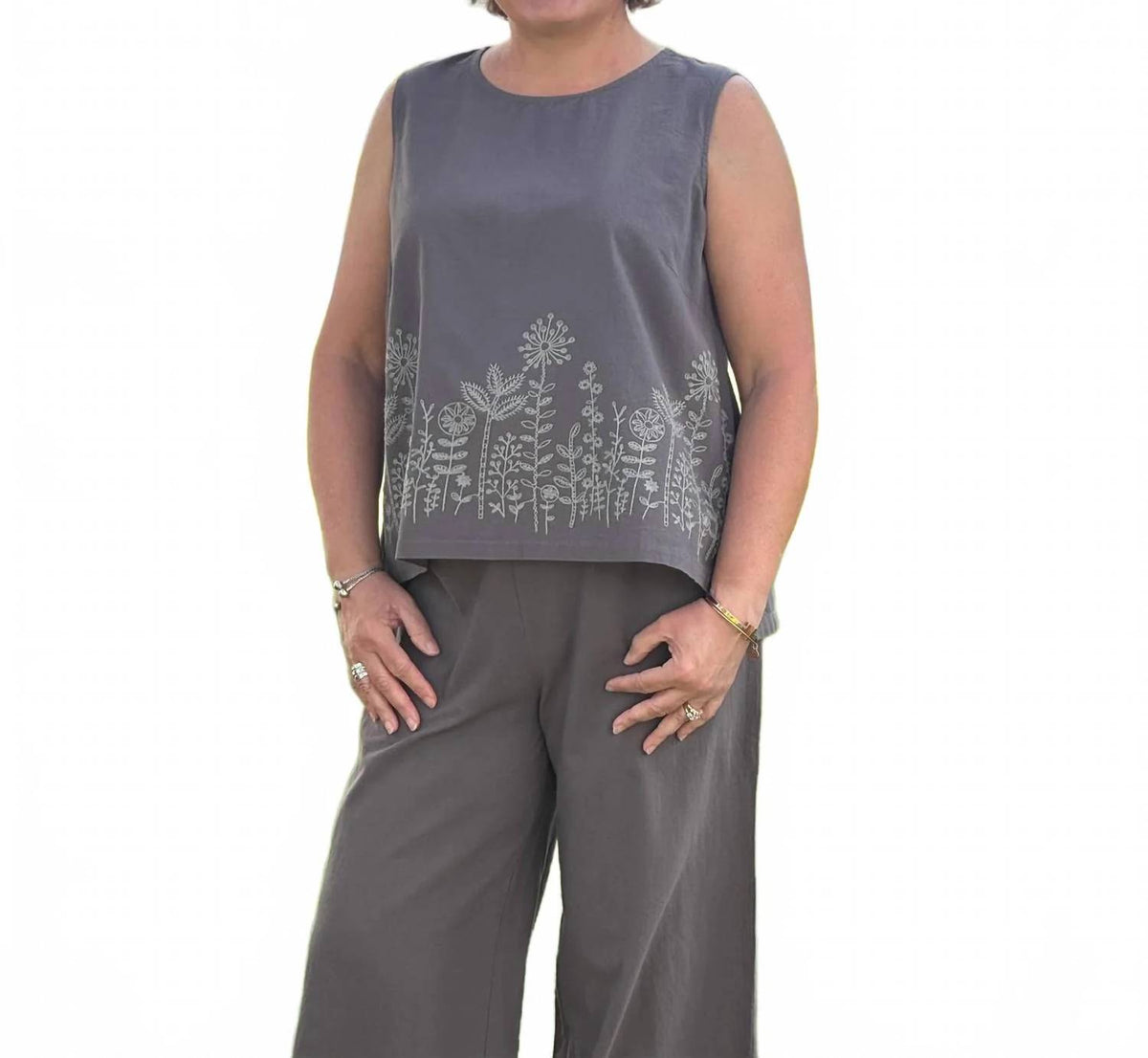 Coco + Carmen - Ava Tank With Floral Embroidery