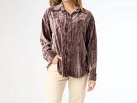 Coco + Carmen - Avyanna Crinkle Velour Button Front Top