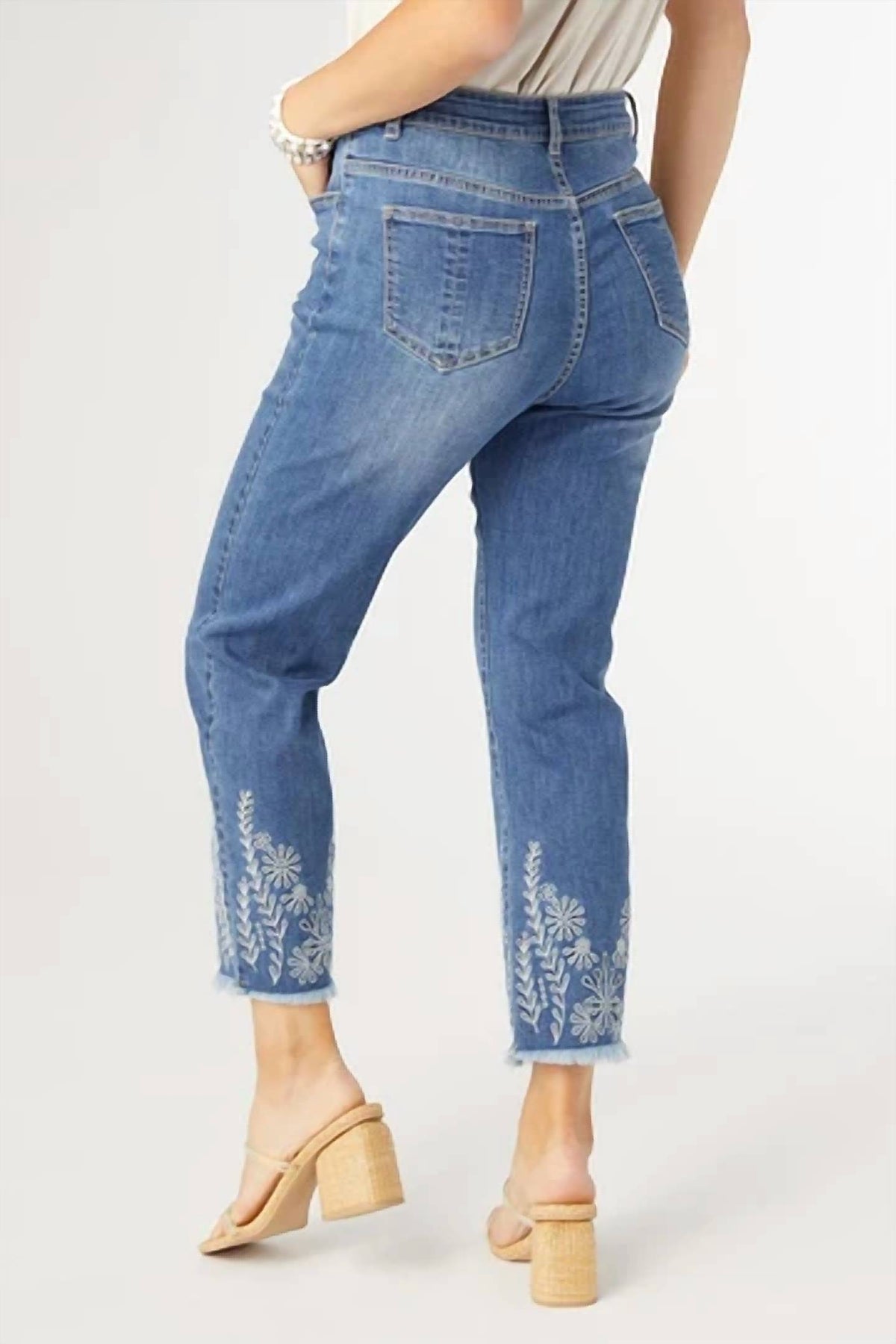 Coco + Carmen - Bambu Soft Straight Crop Floral Jeans