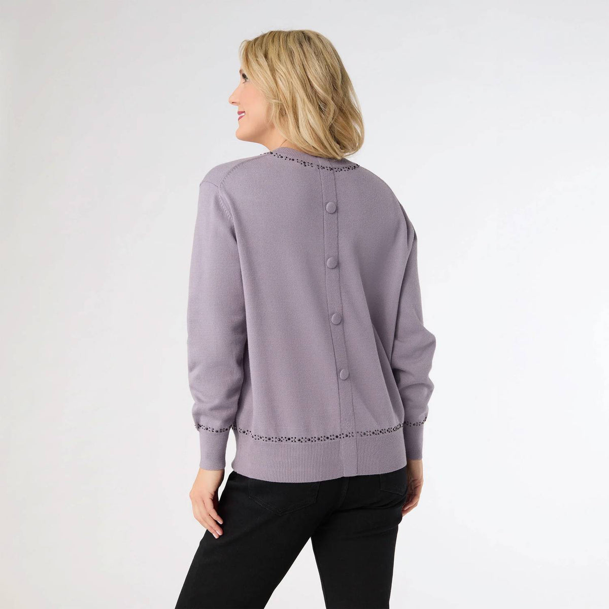 Coco + Carmen - Braelyn Button Back Sweater With Rhinestones