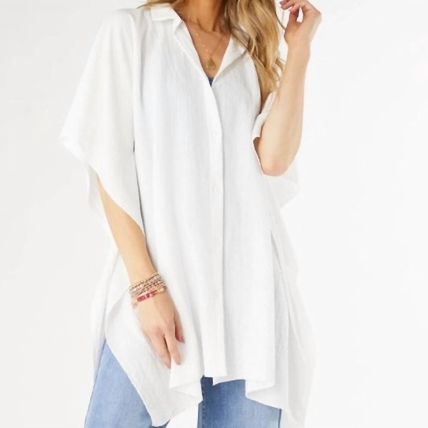 Coco + Carmen - Corinne Button Front Cover Wrap - accessories - polyester - scarves