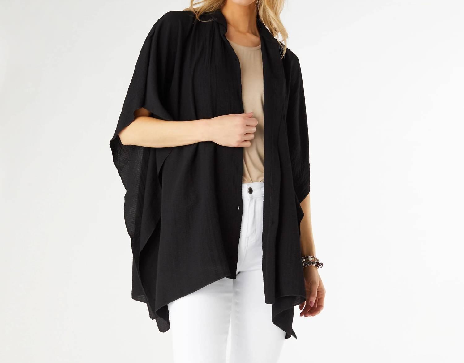 Coco + Carmen - Corinne Button Front Cover Wrap - accessories - black - polyester