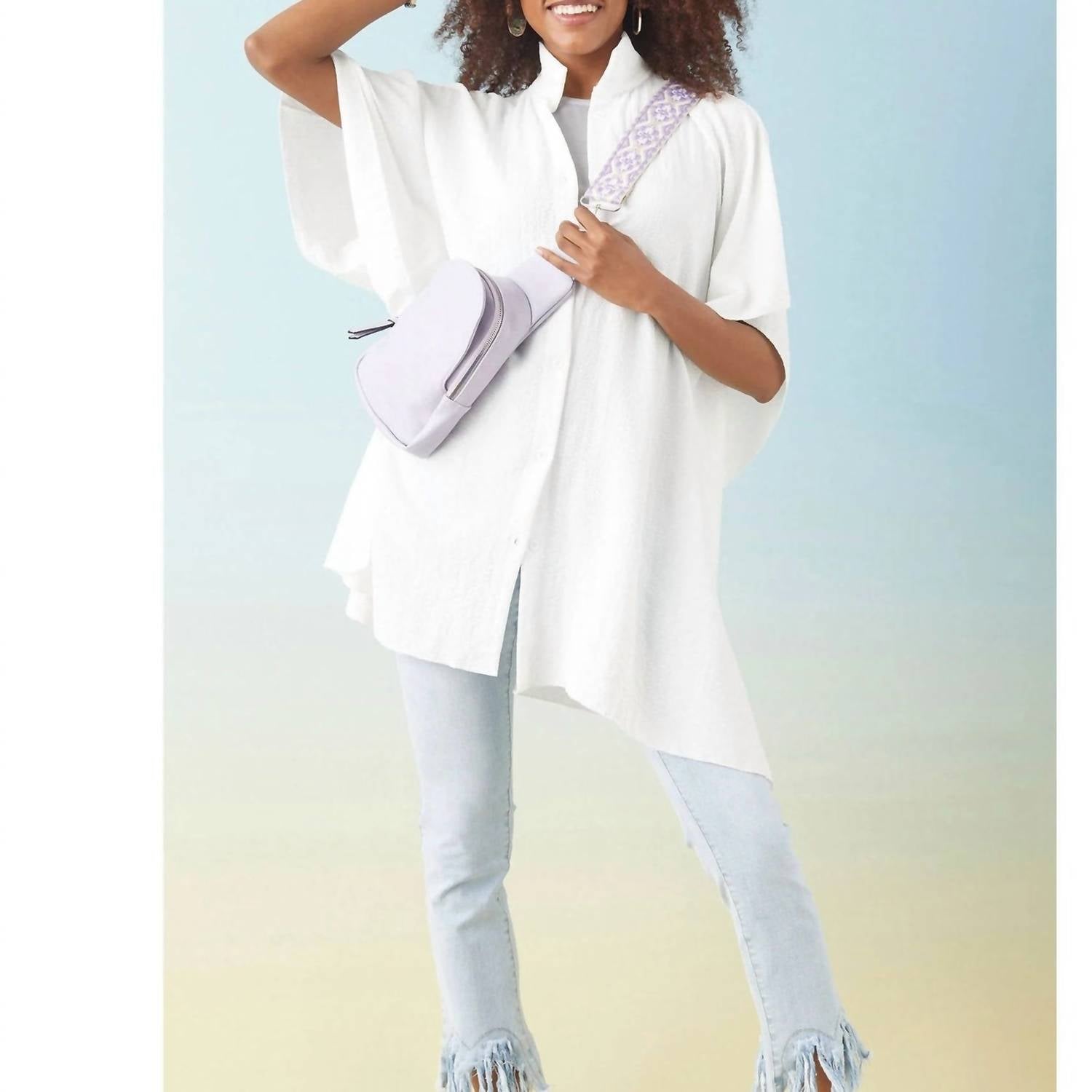 Coco + Carmen - Corinne Button Front Cover Wrap - accessories - polyester - scarves