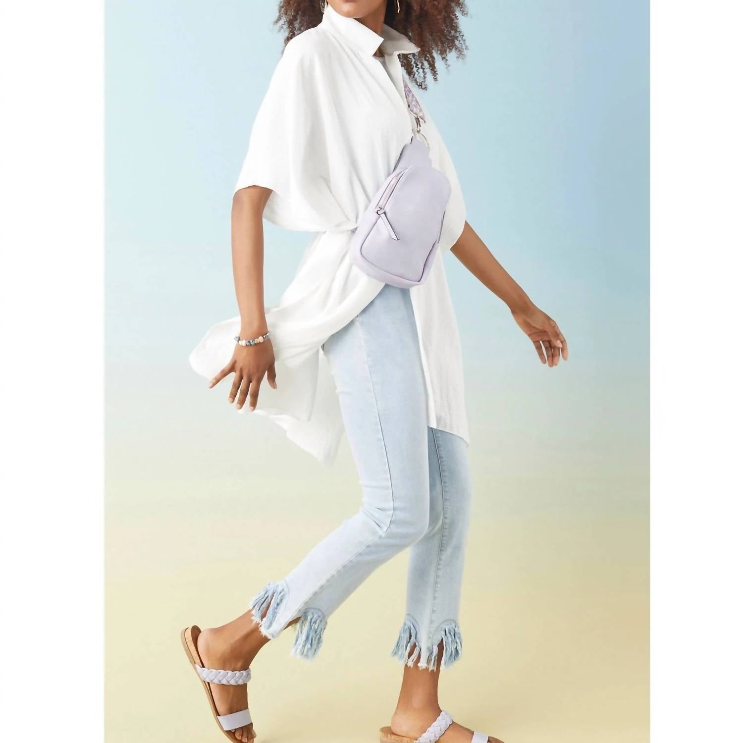 Coco + Carmen - Corinne Button Front Cover Wrap - accessories - polyester - scarves