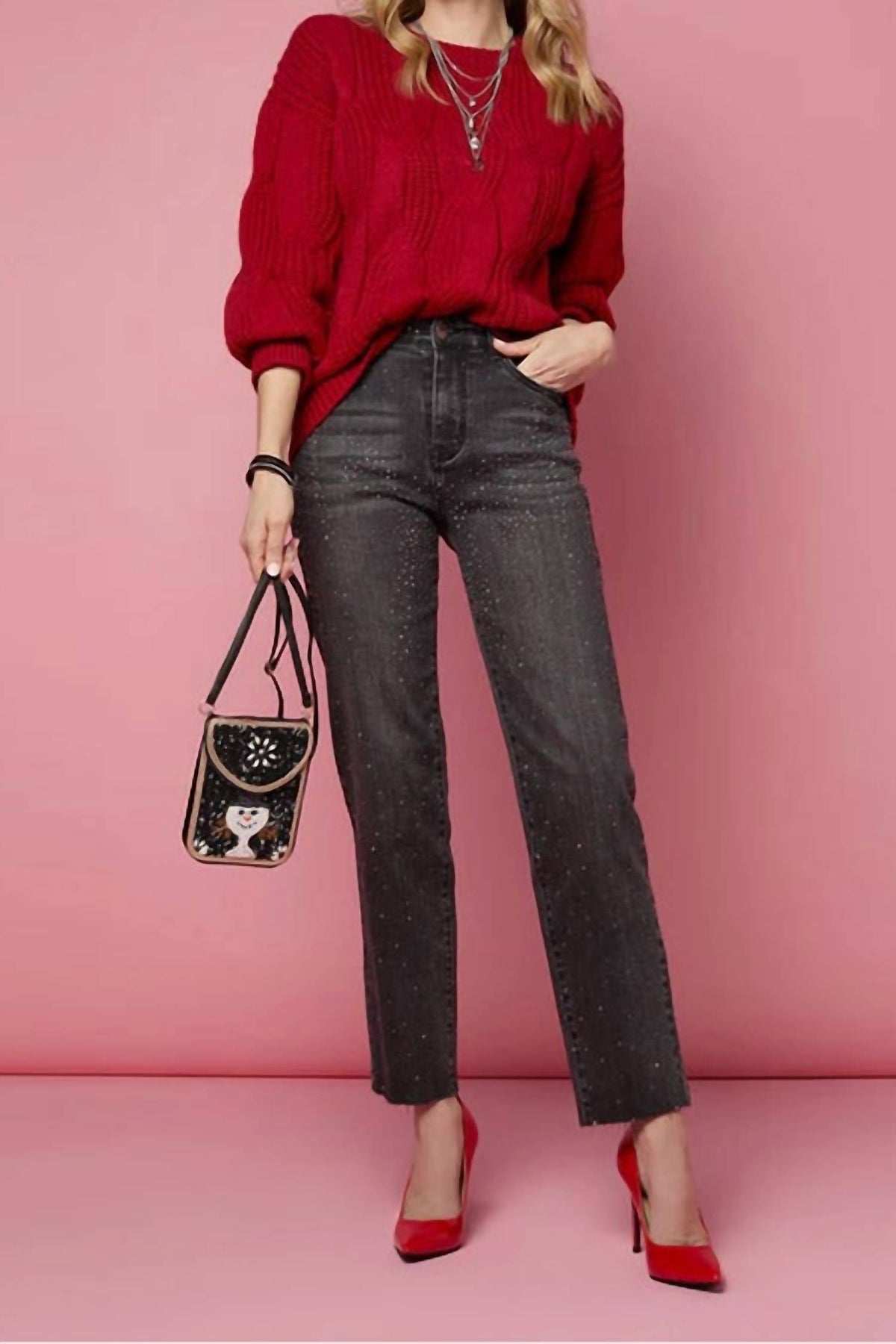Coco + Carmen - Everstretch Straight Ankle Jeans With Front Rhinestones