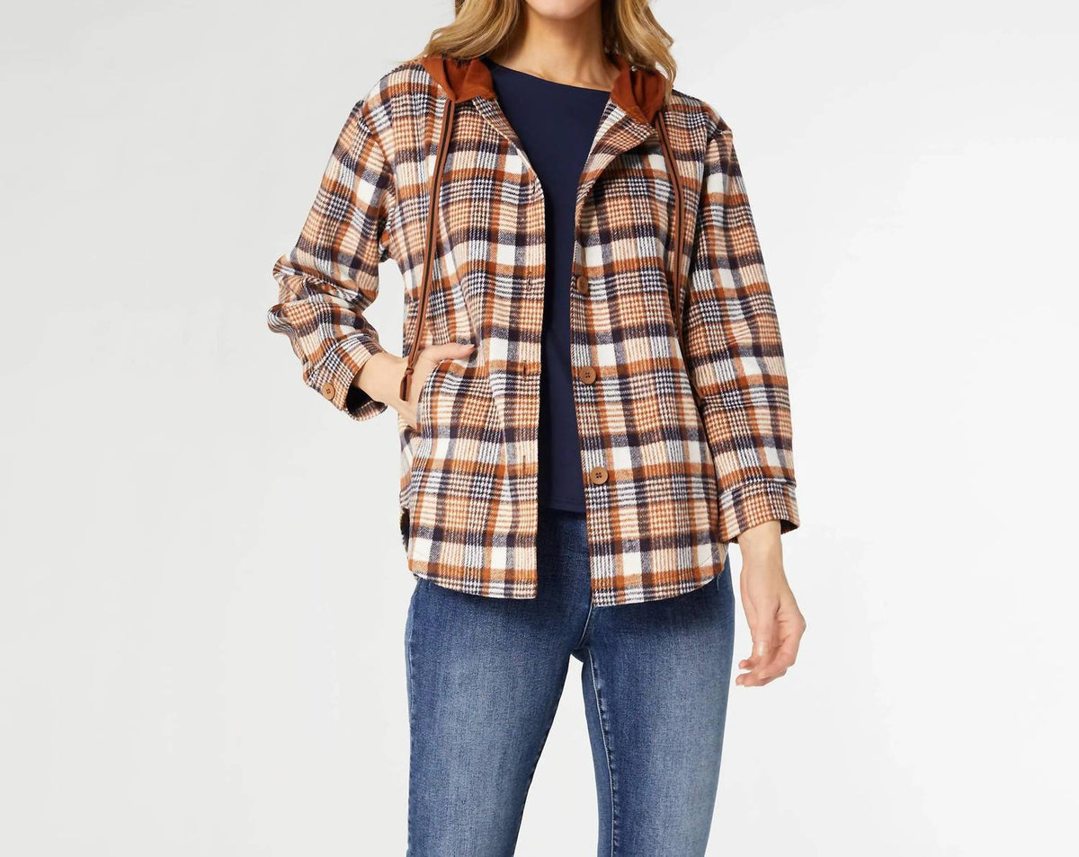 Coco + Carmen - Frieda Button Front Hooded Shacket