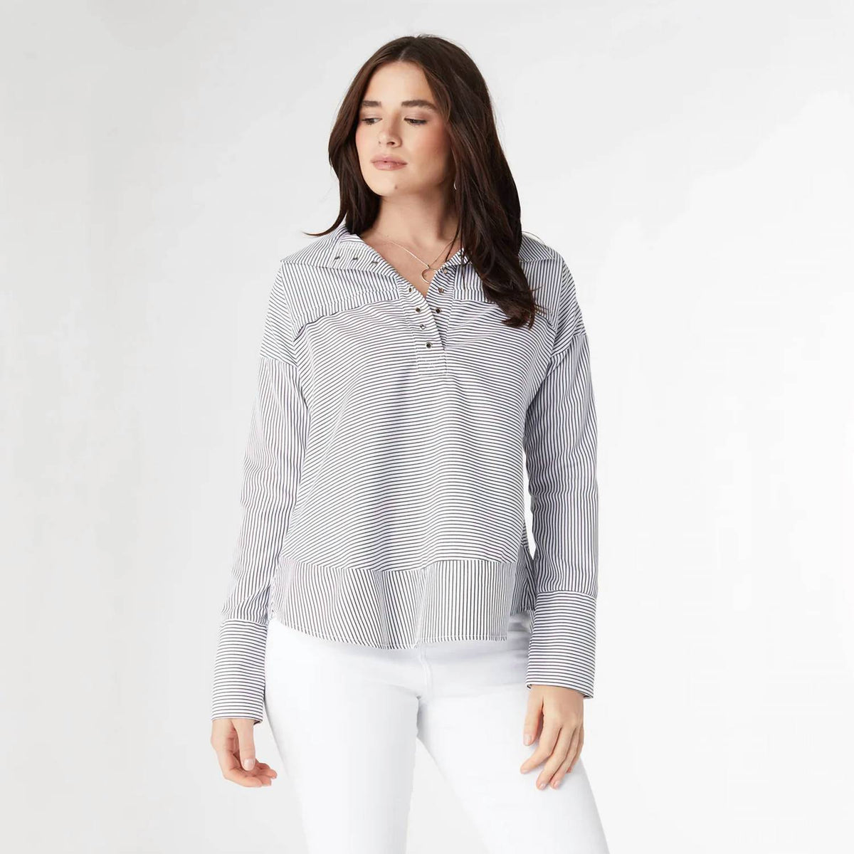 Coco + Carmen - Kennedy Striped Pullover Top With Rivets