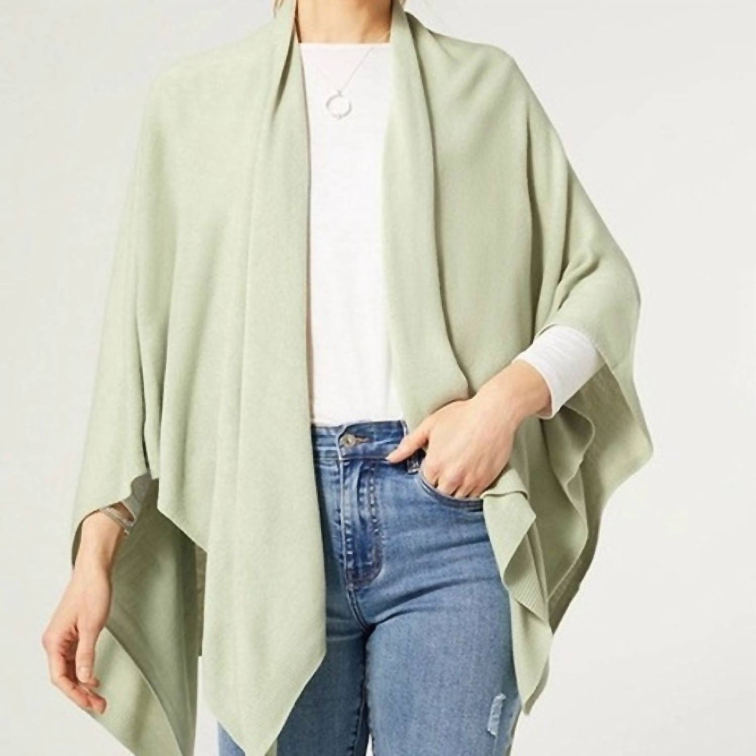 Coco + Carmen - Lightweight Knit Wrap Shawl - accessories - acrylic - green