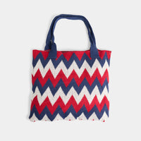 Coco + Carmen - Patriotic Americana Chevron Knit Shopper Tote Bag - bags - handbags - polyester