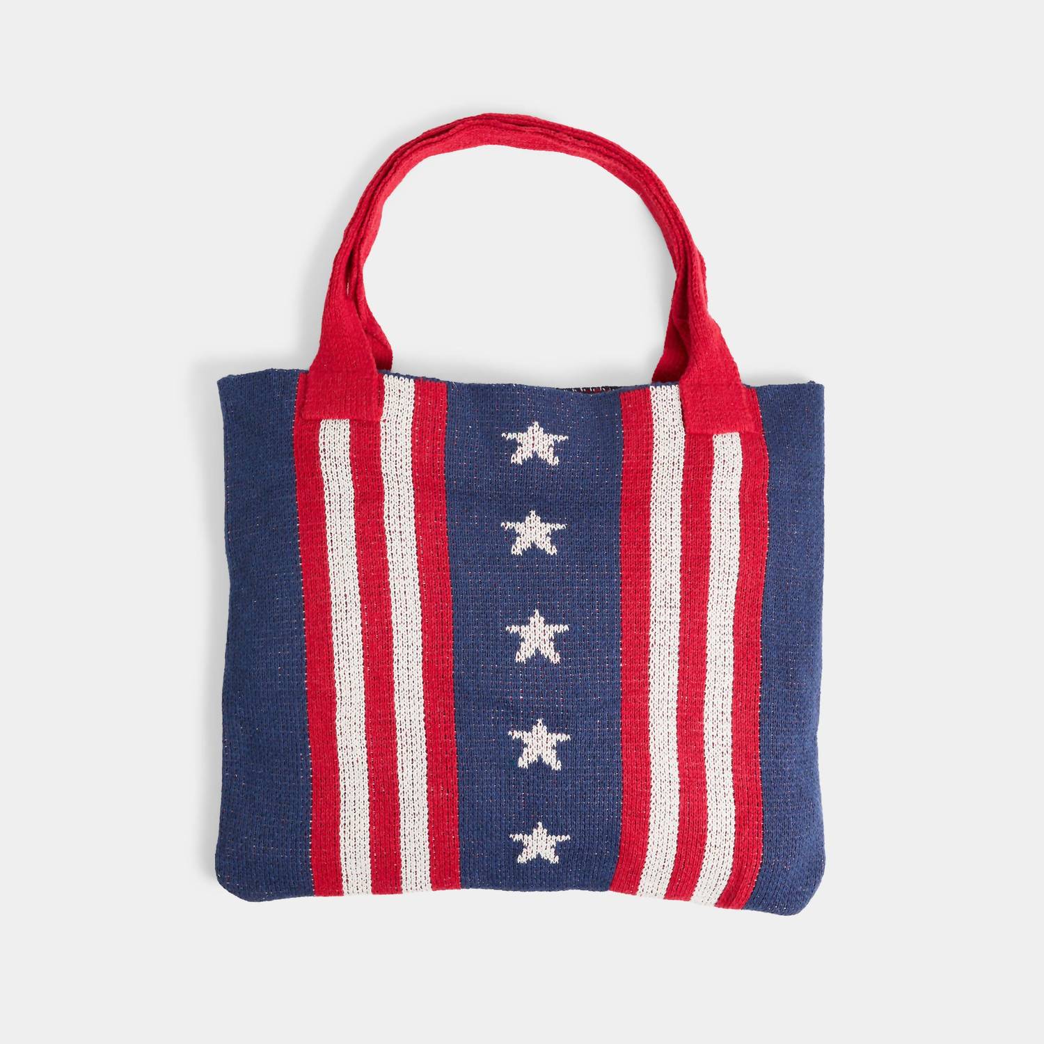 Coco + Carmen - Patriotic Americana Stripes Knit Shopper Tote Bag - bags - blue - handbags