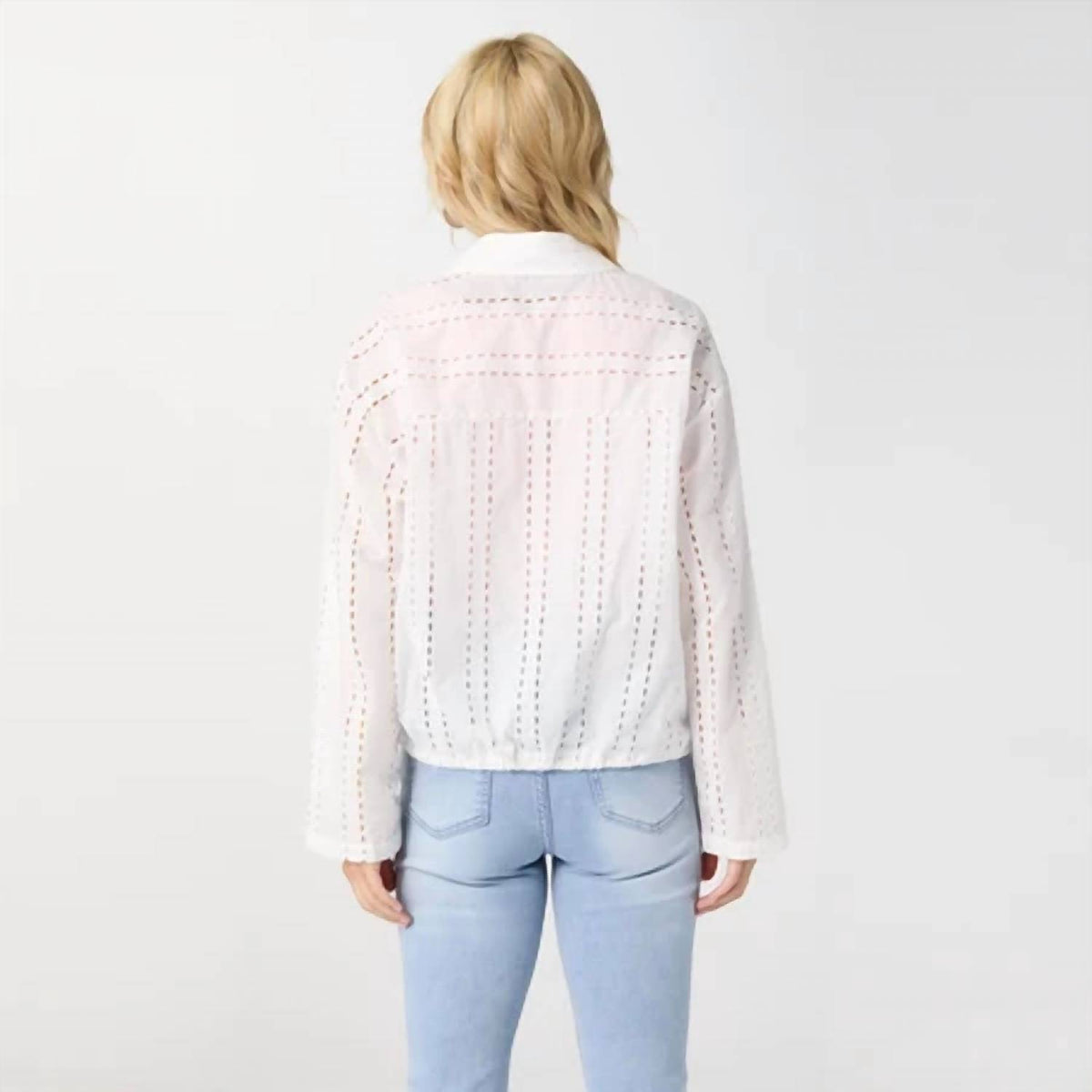 Coco + Carmen - Rachel Eyelet Tab Sleeve Drawstring Jacket