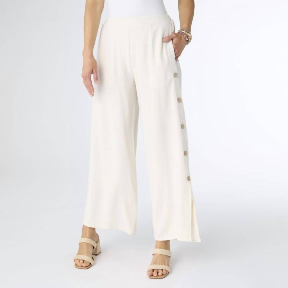 Coco + Carmen - Remi Pant with Side Button Detail - Plus Size