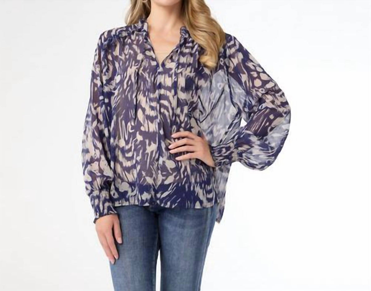 Coco + Carmen - Sheer Print V Neck Blouse