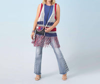 Coco + Carmen - Victory Cotton Crochet Fringe Vest Americana Patriotic - clothing - cotton - jackets