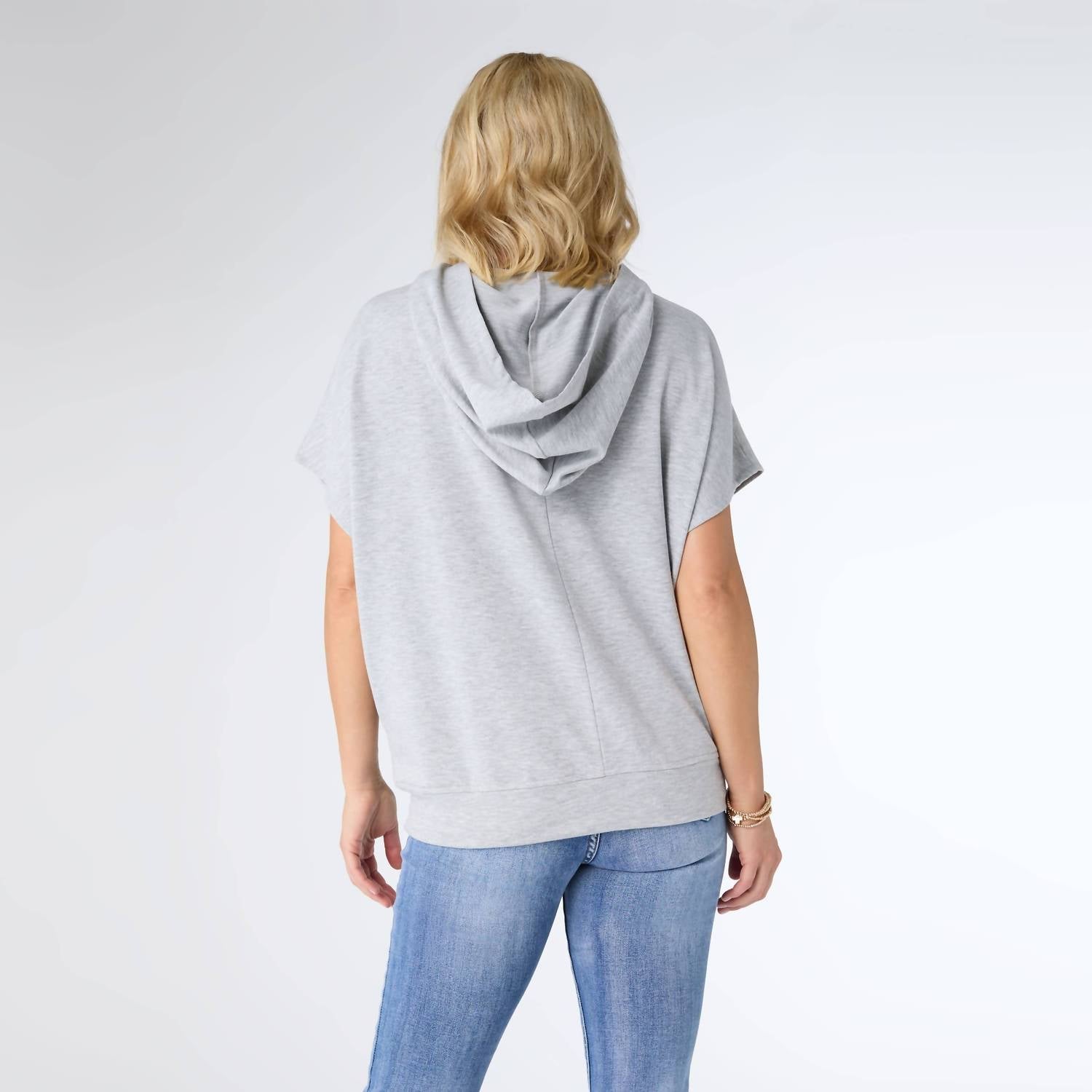 Coco + Carmen - Vintage Look Americana Patriotic Hooded Top - clothing - graphic - grey