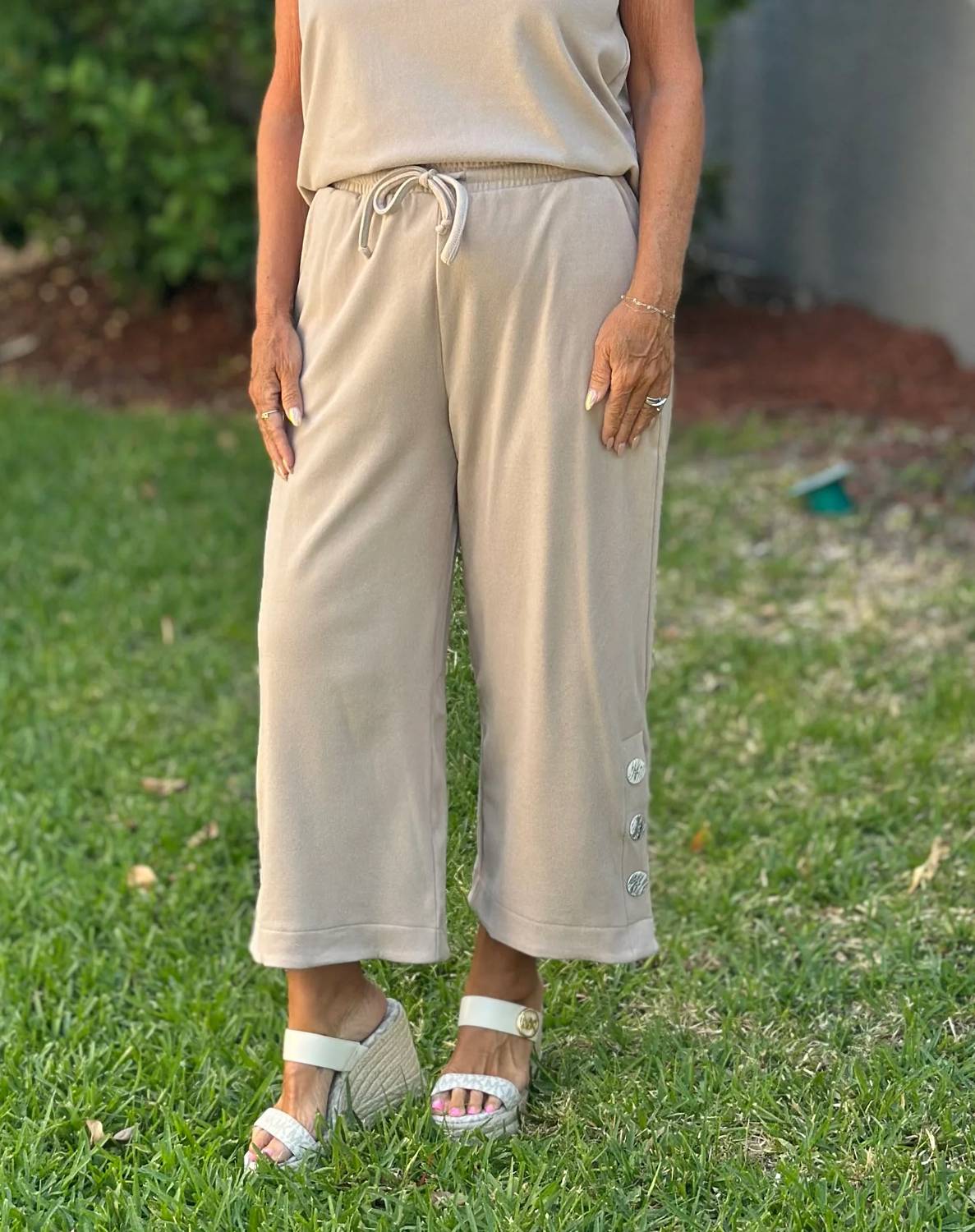 Coco + Carmen - Weekend Brushed Button Crop Pants
