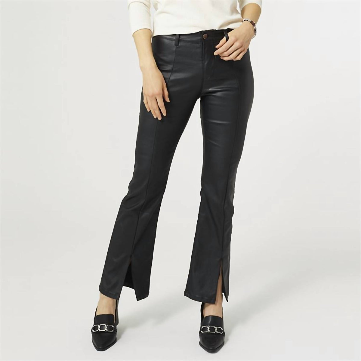Coco + Carmen - Zoey Zip Bootcut Faux Leather with Front Slit Jean