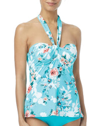 Coco Reef - Cliff Rose Larimar D - cup Underwire Convertible Five - way Tankini Top - bikinis - blue - clothing