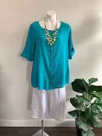Color Me Cotton - Windowpane Tunic - blue - clothing - cotton