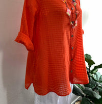 Color Me Cotton - Windowpane Tunic - clothing - cotton - orange