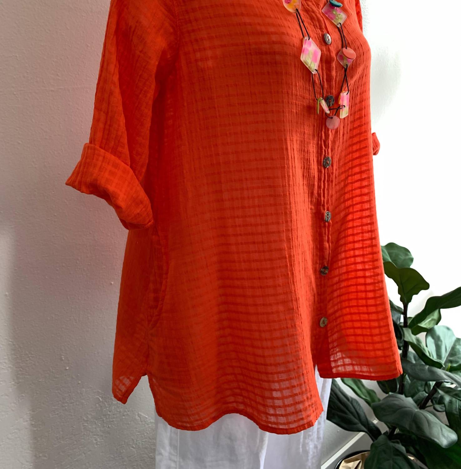 Color Me Cotton - Windowpane Tunic - clothing - cotton - orange