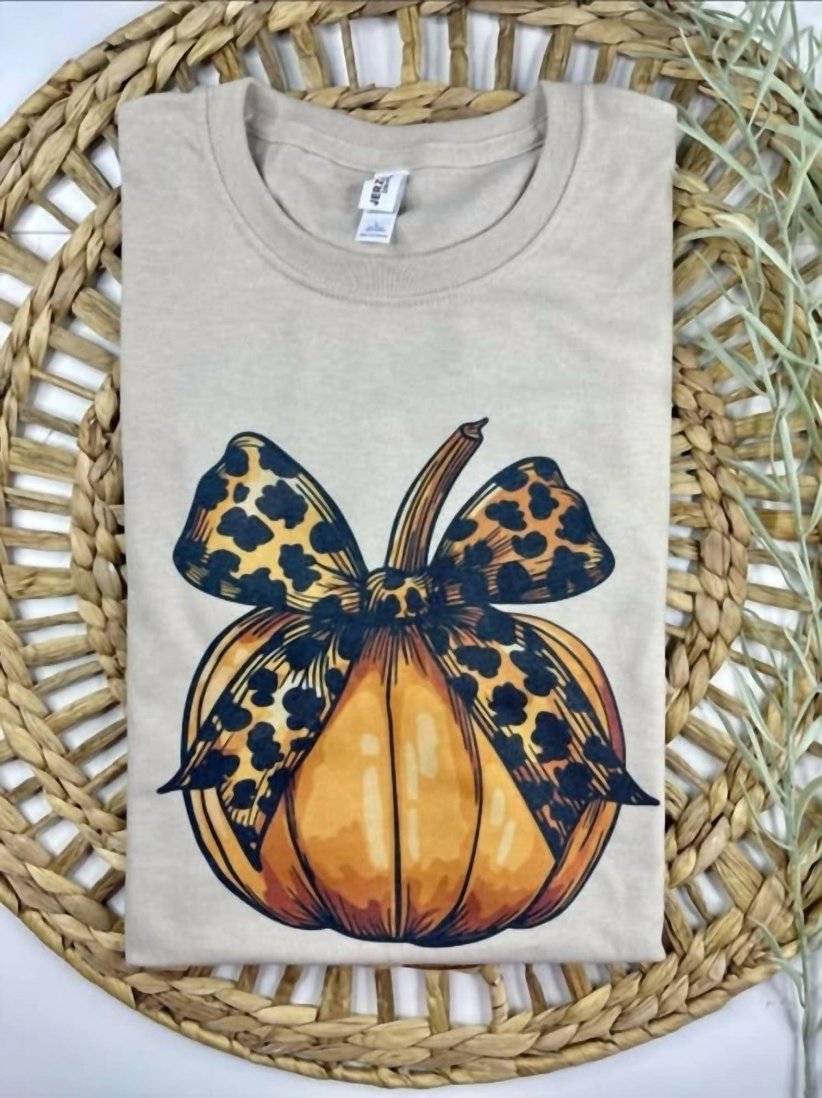 Color Theory - Pumpkin T-Shirt with Leopard Bow