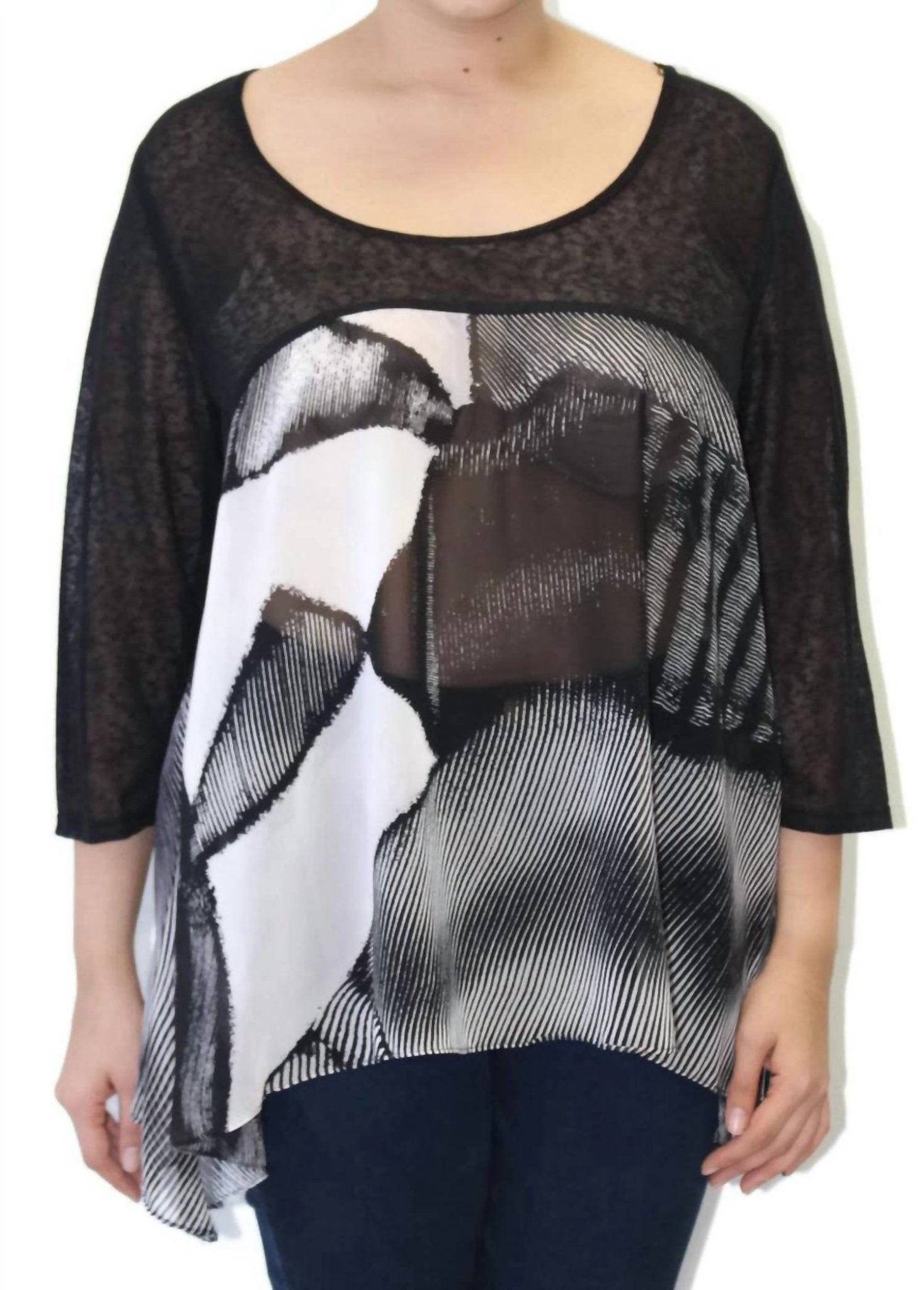 Colors By Caribe - Chiffon Slub Top - black - blouses - clothing