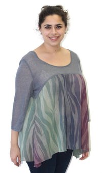 Colors By Caribe - Chiffon Slub Top - blouses - clothing - grey