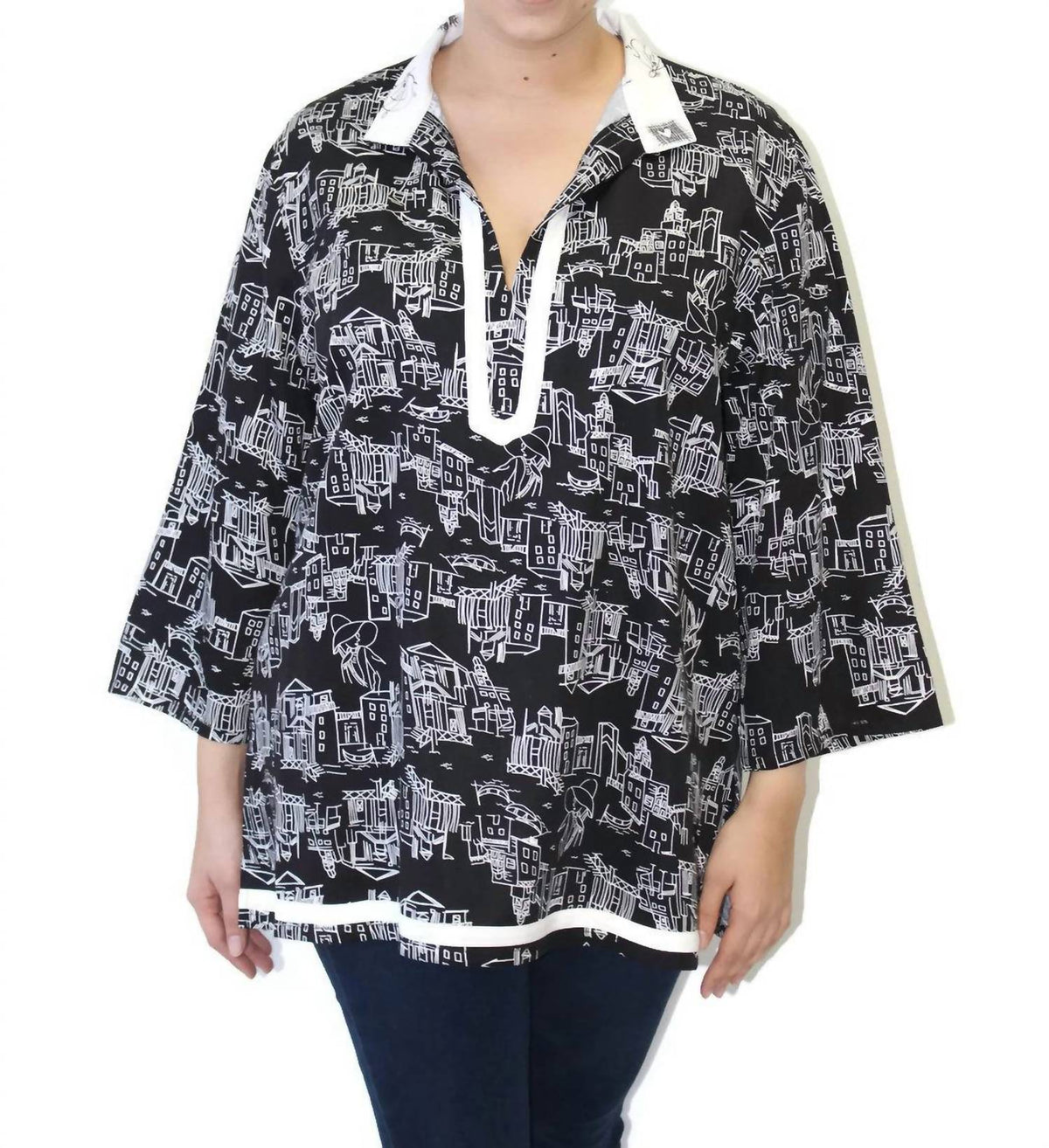 Colors By Caribe - Contrast Trim Top -plus