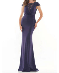 Colors Dress - Cap Sleeve Beaded Illusion Gown
