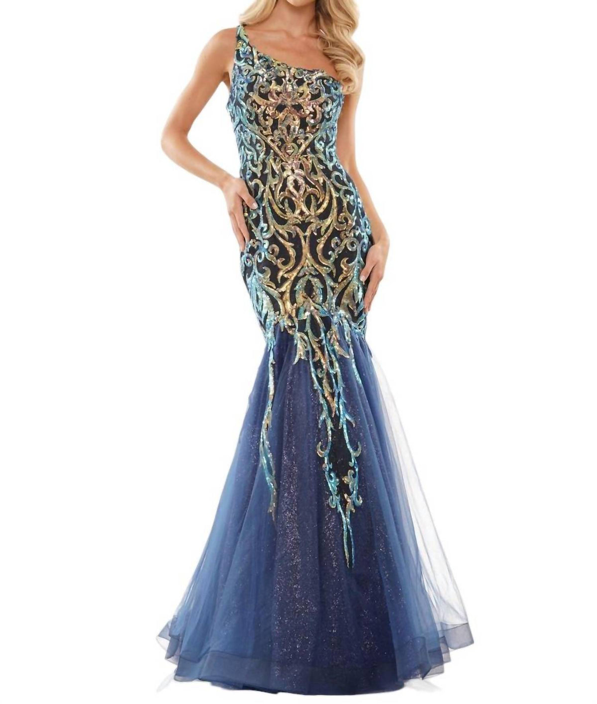 Colors Dress - ONE SHOULDER MERMAID EVENING DRESS
