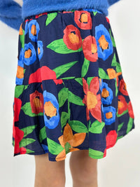 Compania Fantastica - Girl's Adria Floral Skirt - blue - bottoms - clothing