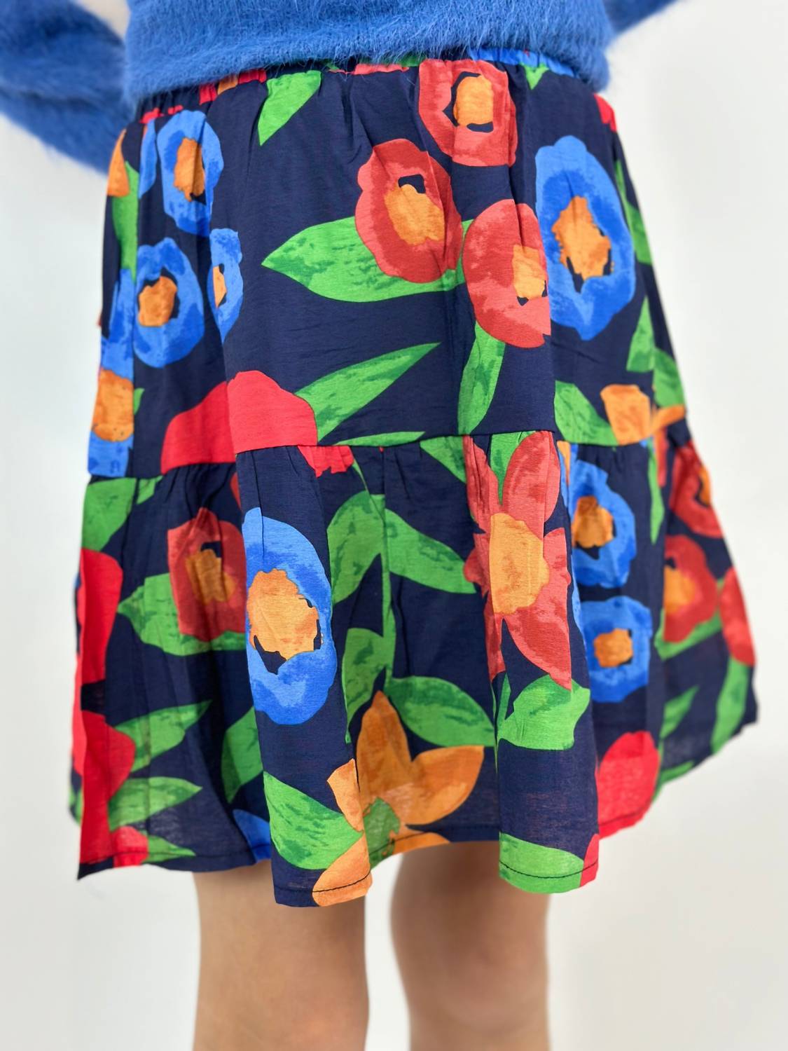 Compania Fantastica - Girl's Adria Floral Skirt - blue - bottoms - clothing