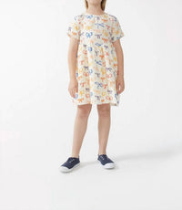 Compania Fantastica - Girl's Bow Print Short Dress - beige - casual - clothing