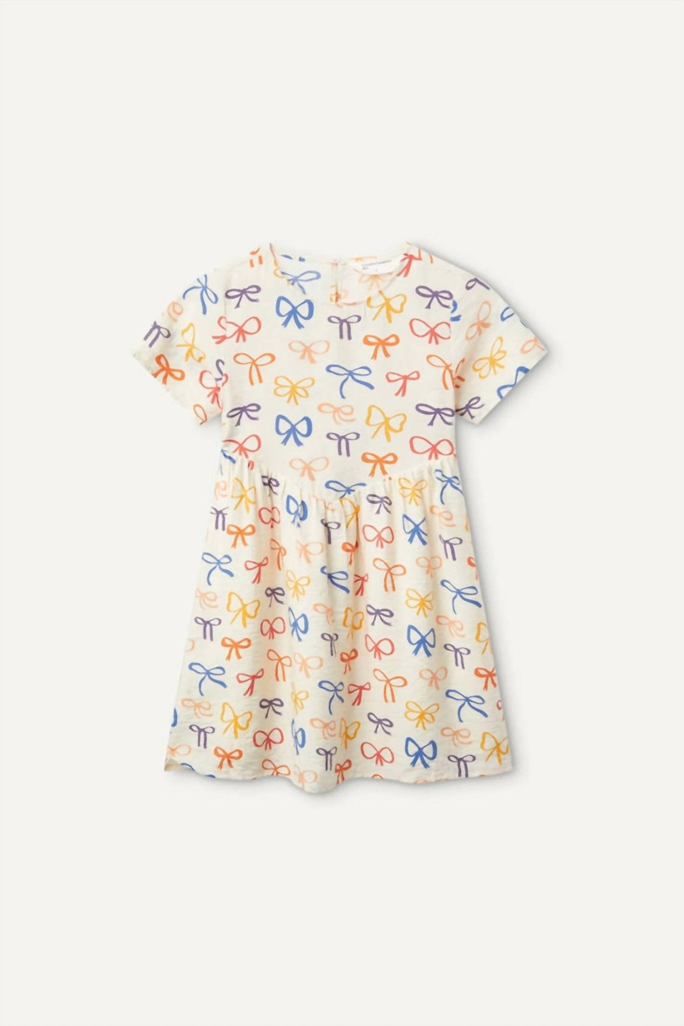 Compania Fantastica - Girl's Bow Print Short Dress - beige - casual - clothing