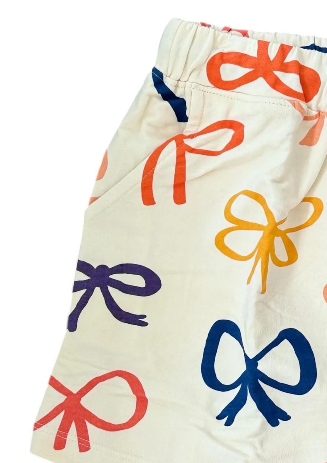 Compania Fantastica - Girl's Colorful Bow Sweat Skirt - bottoms - clothing - graphic