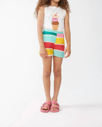 Compania Fantastica - Girl's Colour Wave Striped Print Short - bottoms - clothing - kids