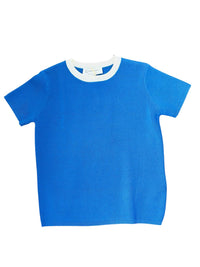 Compania Fantastica - Girl's Contrast Short Sleeve Sweater - blue - clothing - kids