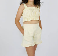 Compania Fantastica - Girl's Cropped Ruffle Top - beige - clothing - kids