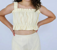 Compania Fantastica - Girl's Cropped Ruffle Top - beige - clothing - kids