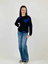 Compania Fantastica - Girl's Dots Sweater - blue - clothing - kids
