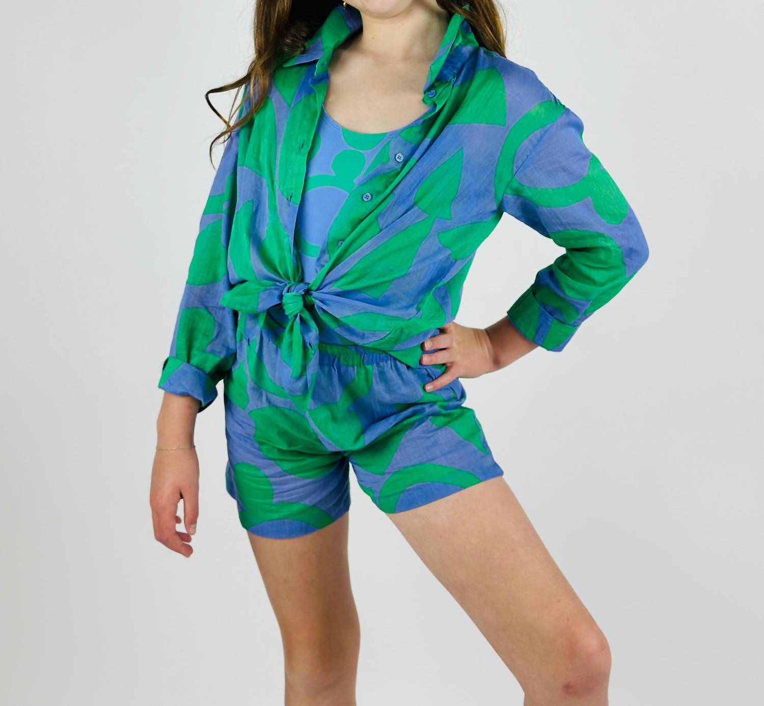 Compania Fantastica - Girl's Summer Vibes Swim Cover Shirt - button - down - shirts - clothing - graphic