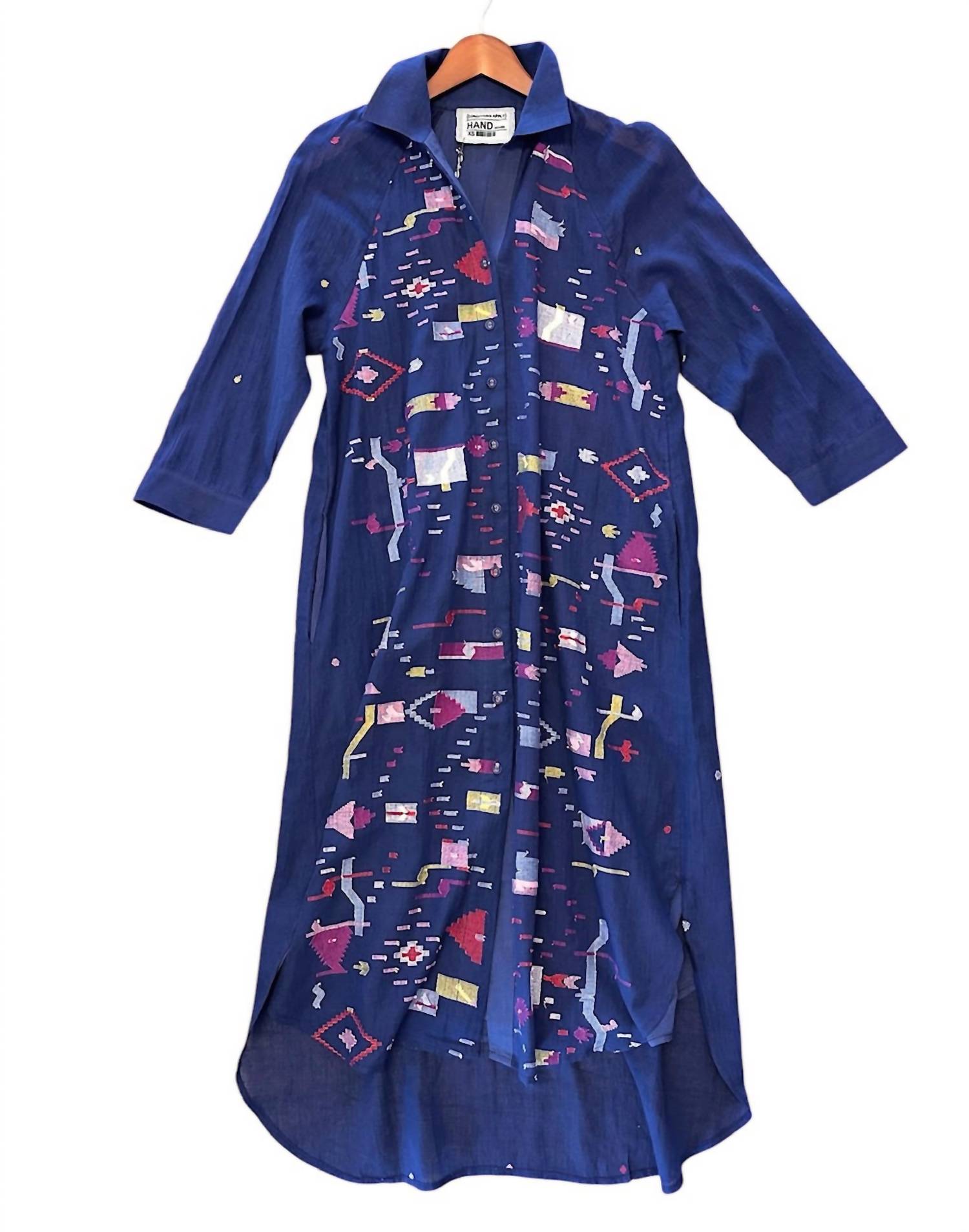 Conditions Apply - Women's Elin Handwoven Shirt Dress - blue - clothing - dresses